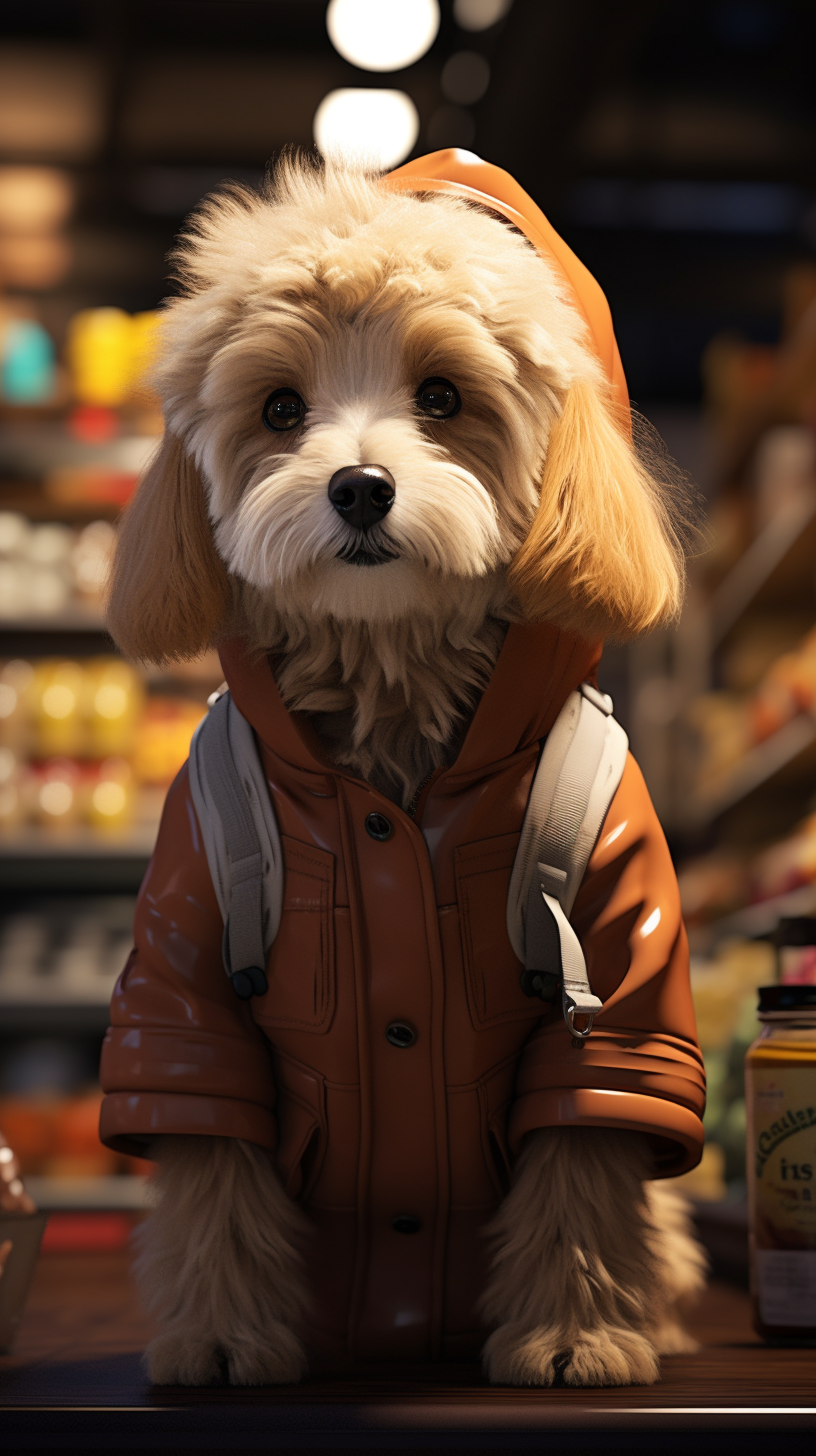 Cute dog in grocery store