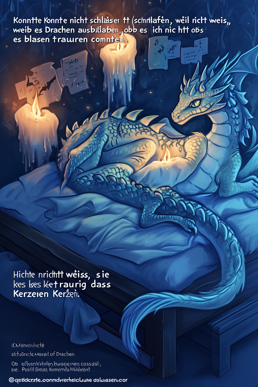 Cute dragon with bed and candles