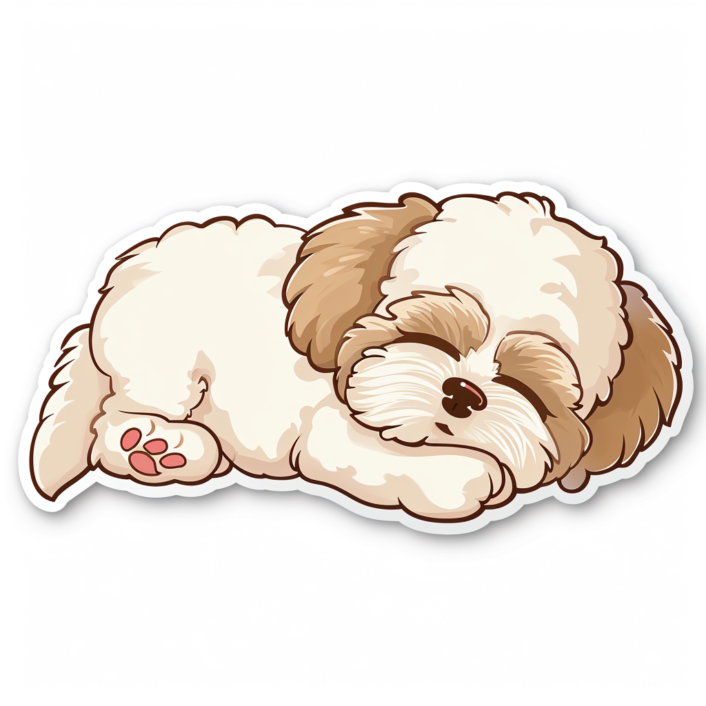 Cute Havapoo Sleep Sticker on White Background