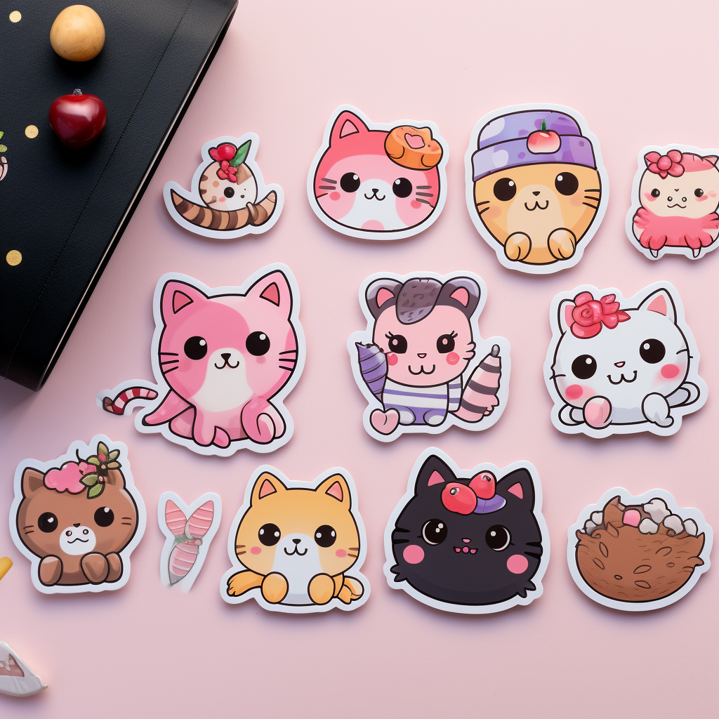 Adorable kawaii sticker set