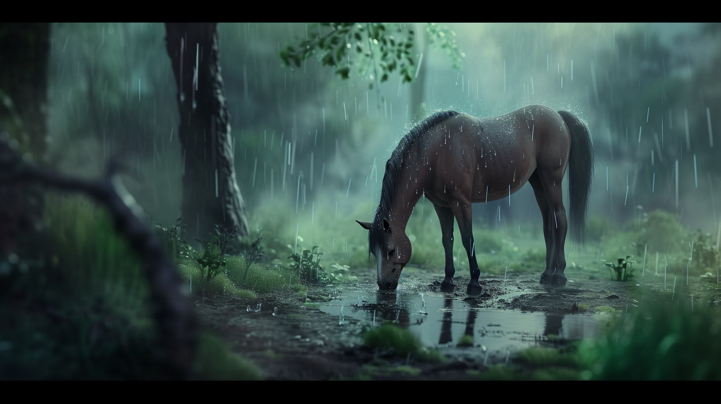 Cute little horse in the forest