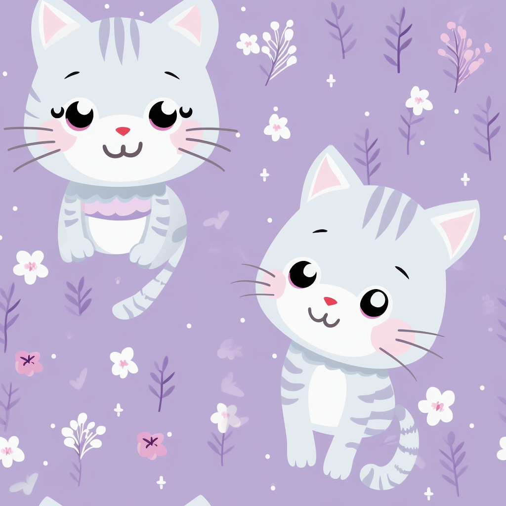 Cute Little Kitty on Lilac Background