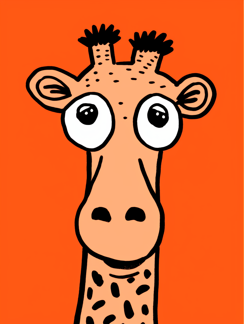 Cute orange giraffe doodles in Keith Haring style