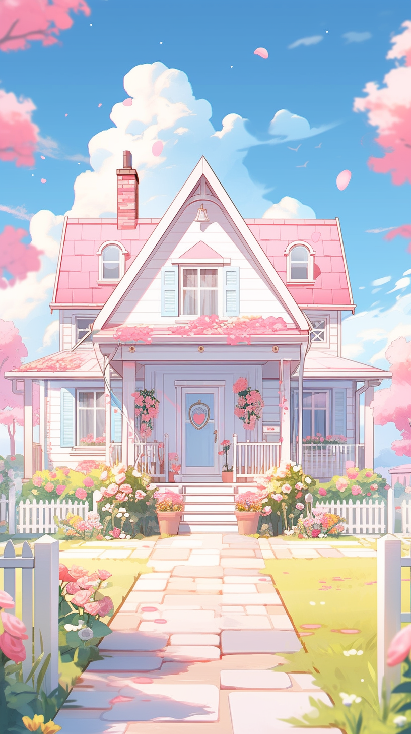 Outdoor house in anime aesthetic