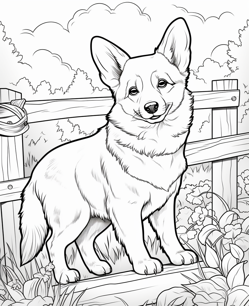 Cute Pembroke Welsh Corgi coloring page