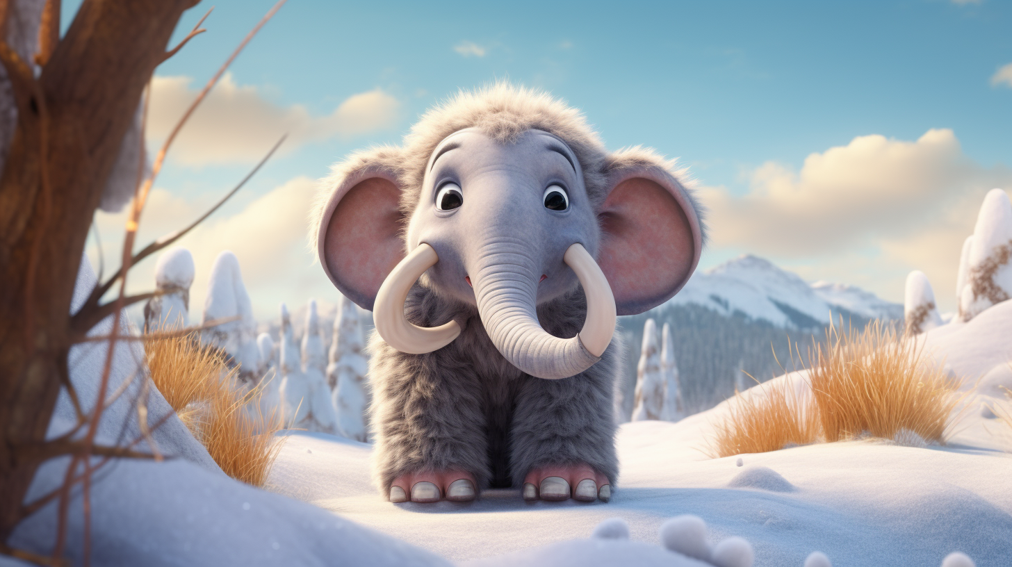 Adorable Mammoth in Pixar Style