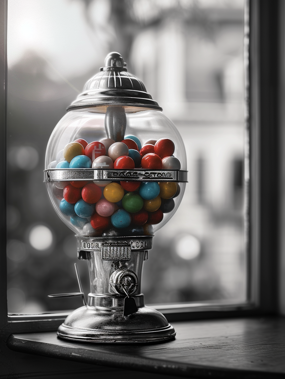 Retro Gumball Machine with Pastel Gumballs