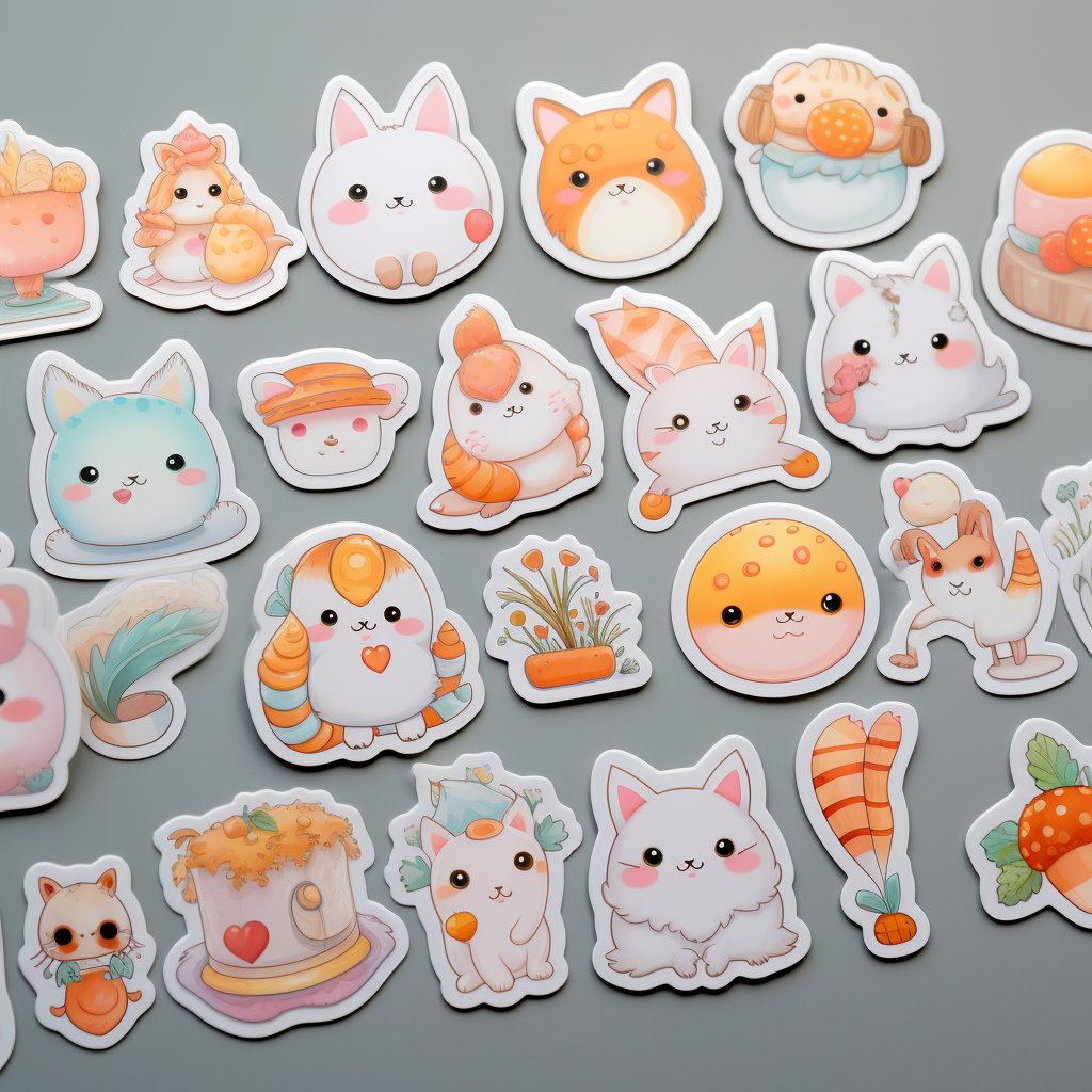 Cute stickers with white border