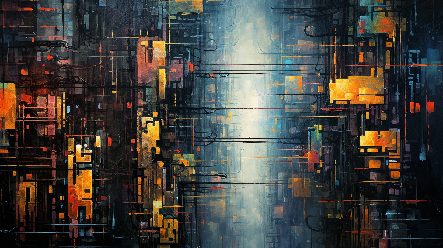 Abstract cyberpunk futurist metempsychosis painting