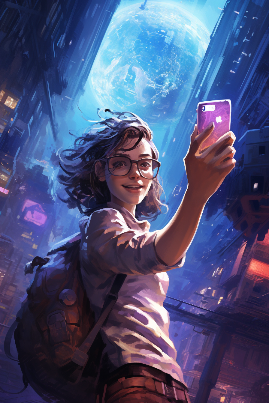 Cyberpunk girl taking a selfie