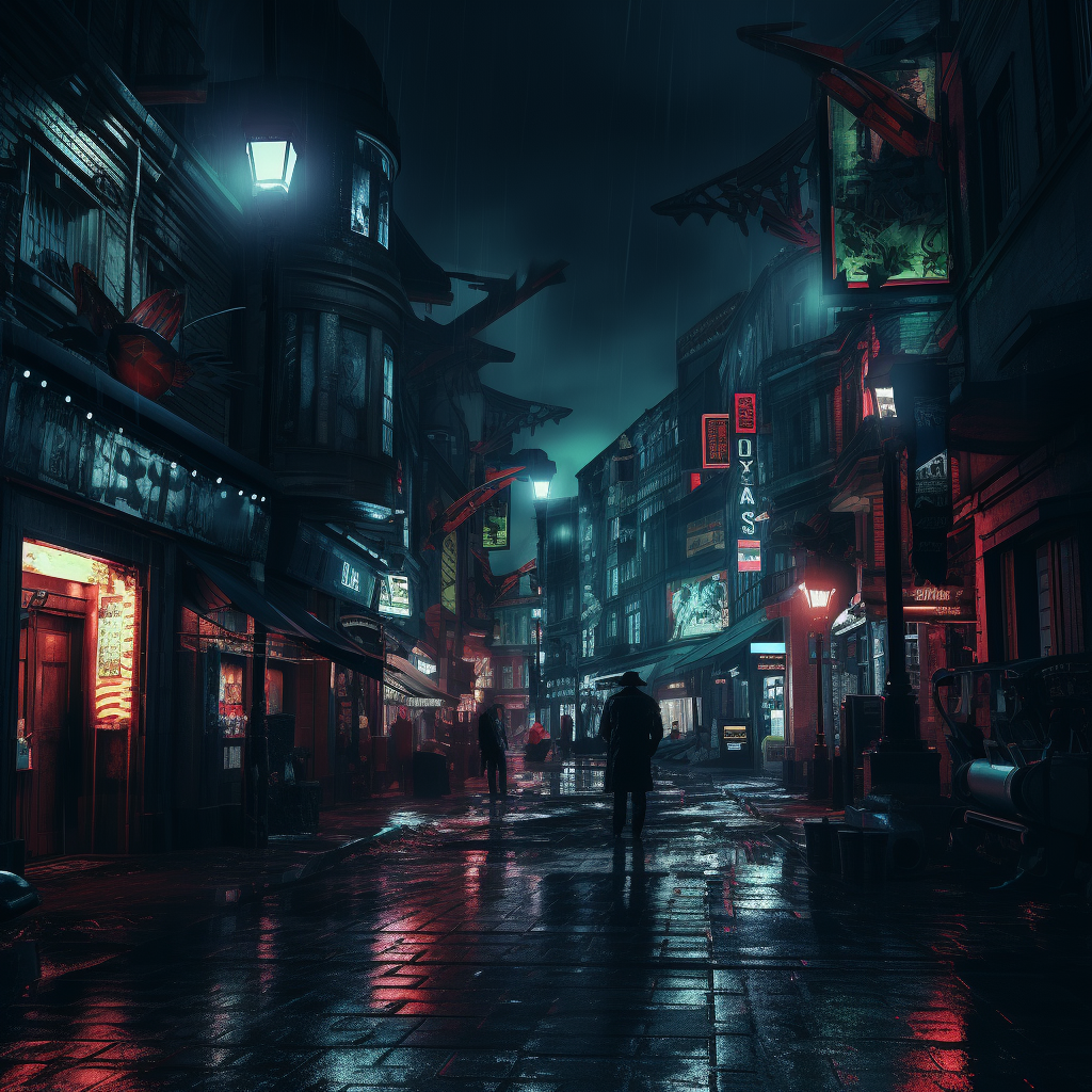 Nighttime Cyberpunk Scene in Nottingham