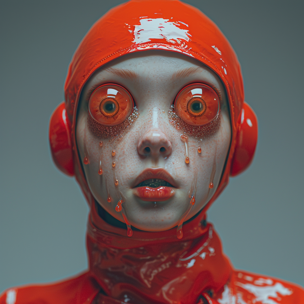 Surreal Cyclops Girl with Orange Eye