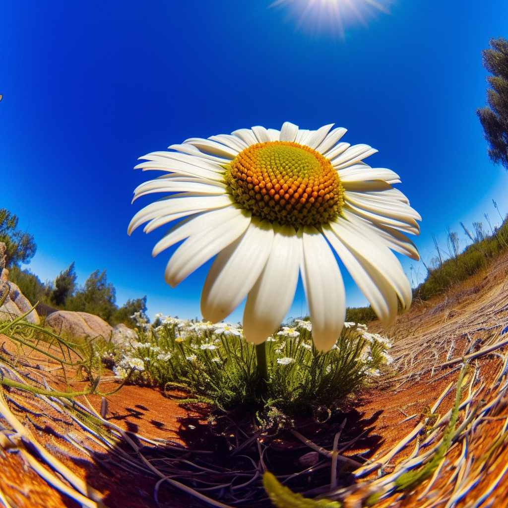 Daisy with blue sky backdrop