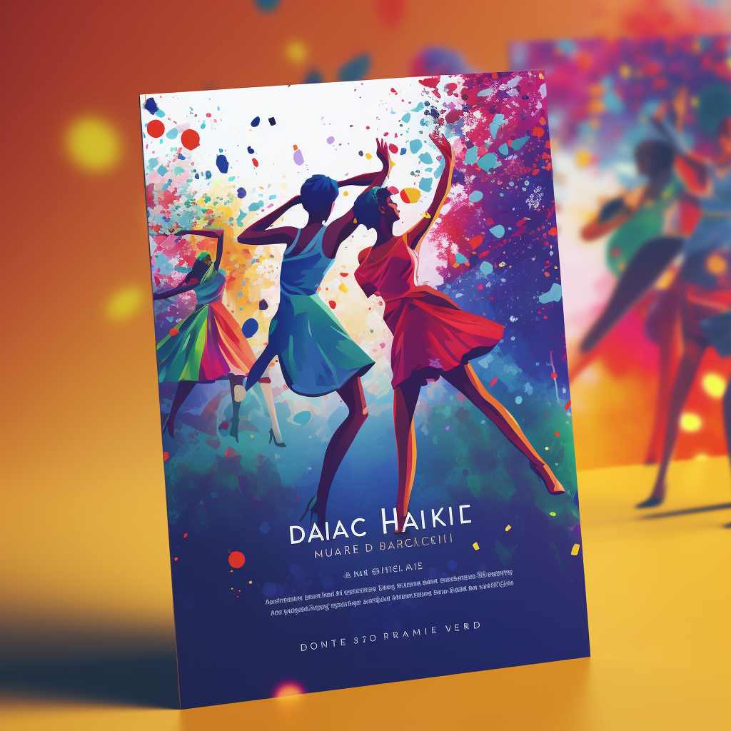 Colorful dance party with people celebrating and dancing