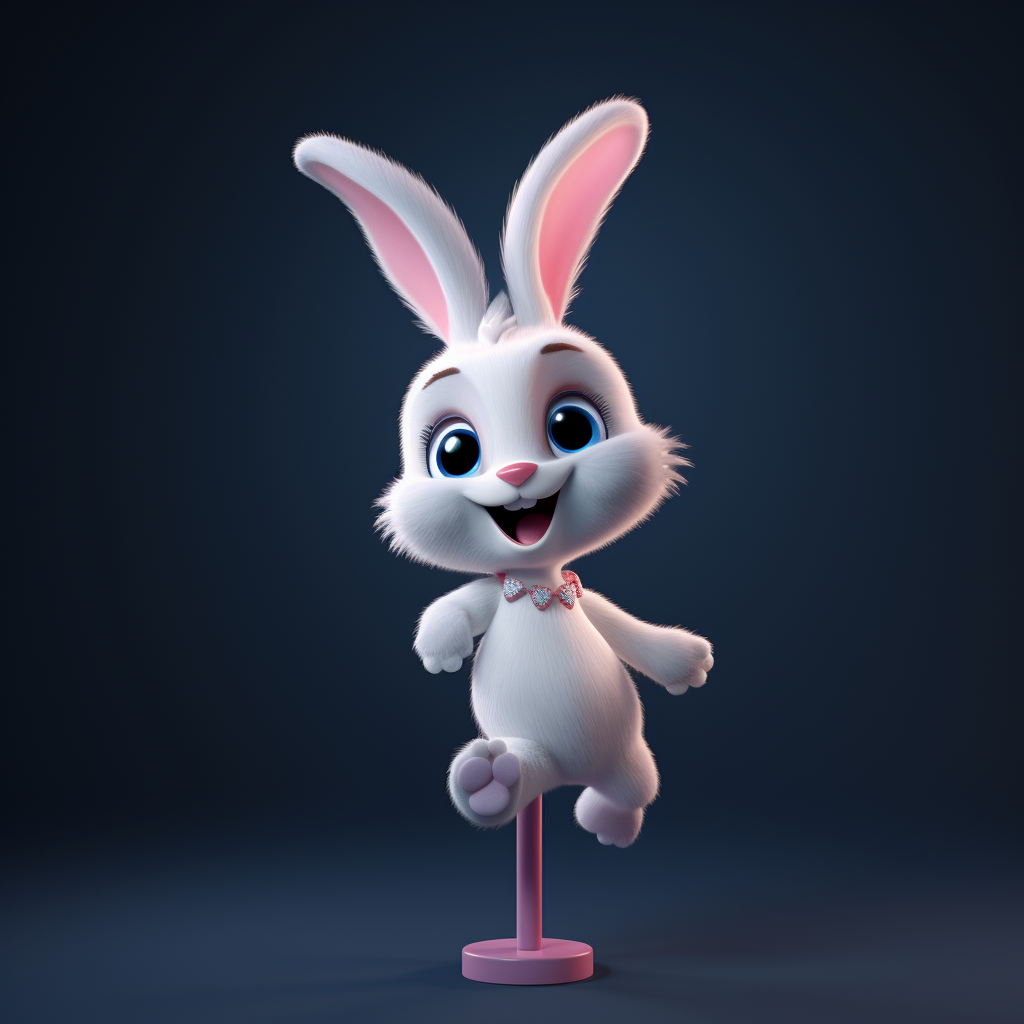 Cute cartoon bunny dancing on a pole