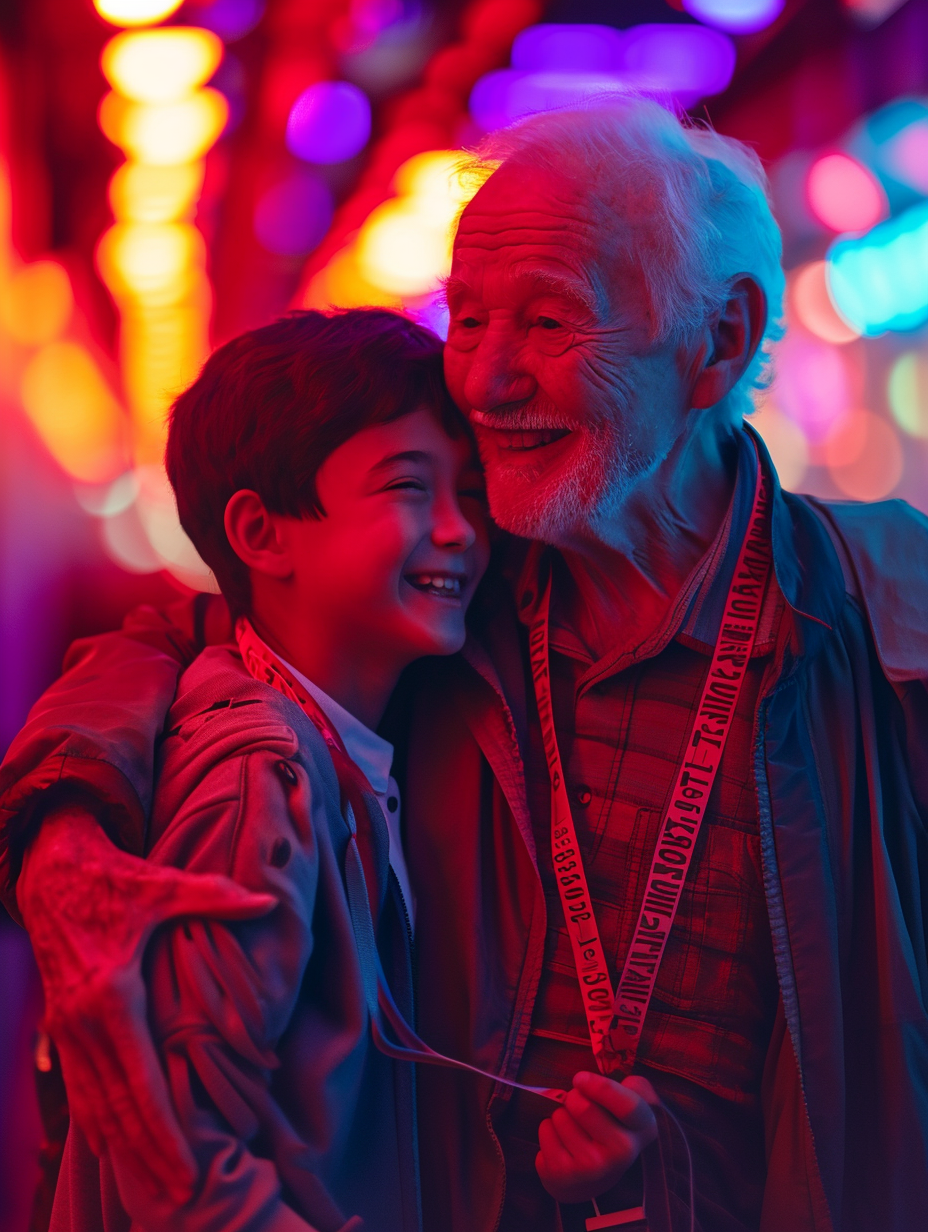 Young Boy and Grandpa Dancing