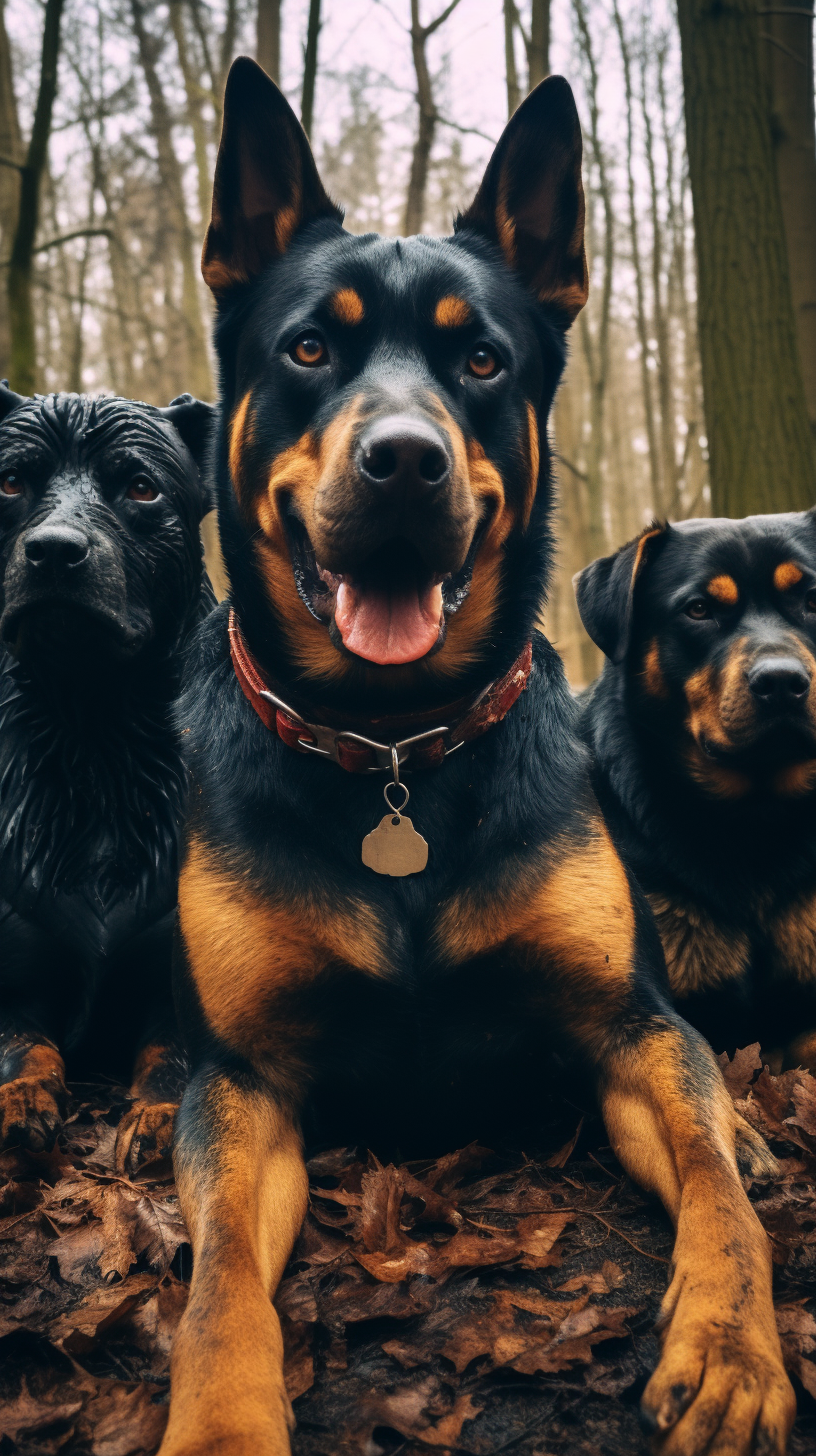 Three fierce dogs in one picture