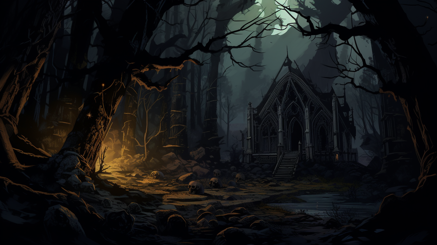 Ancient Shrine in Dark Forest