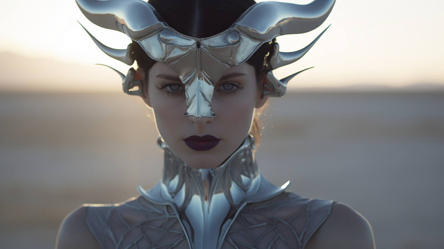 Portrait of a Dark Futuristic Desert Girl