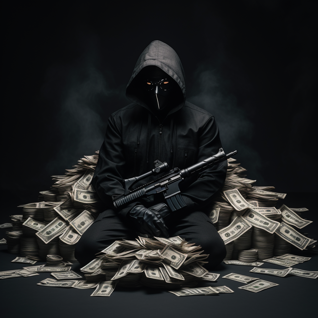 Dark ghost counting money and guns