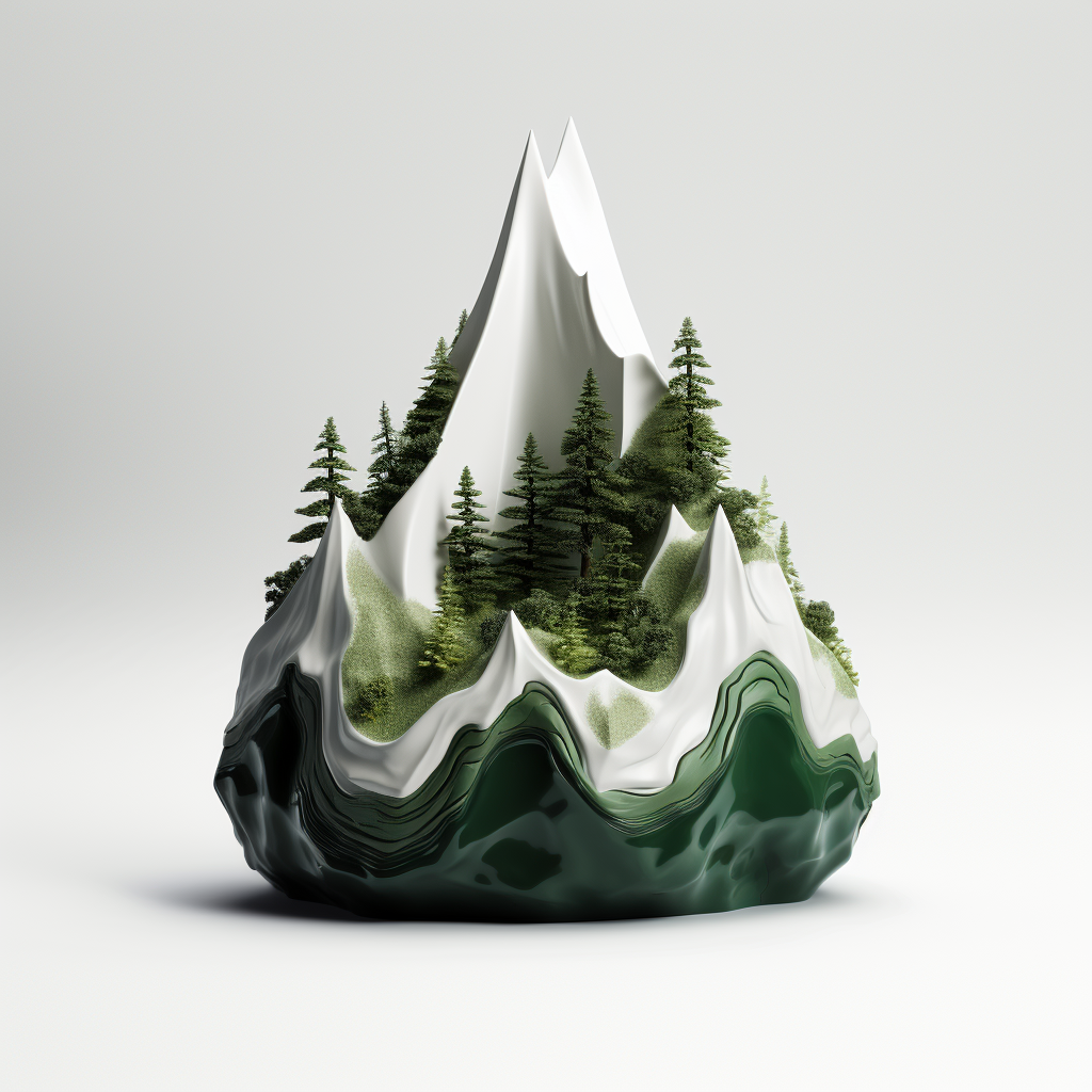 Triangular cone with forest and river