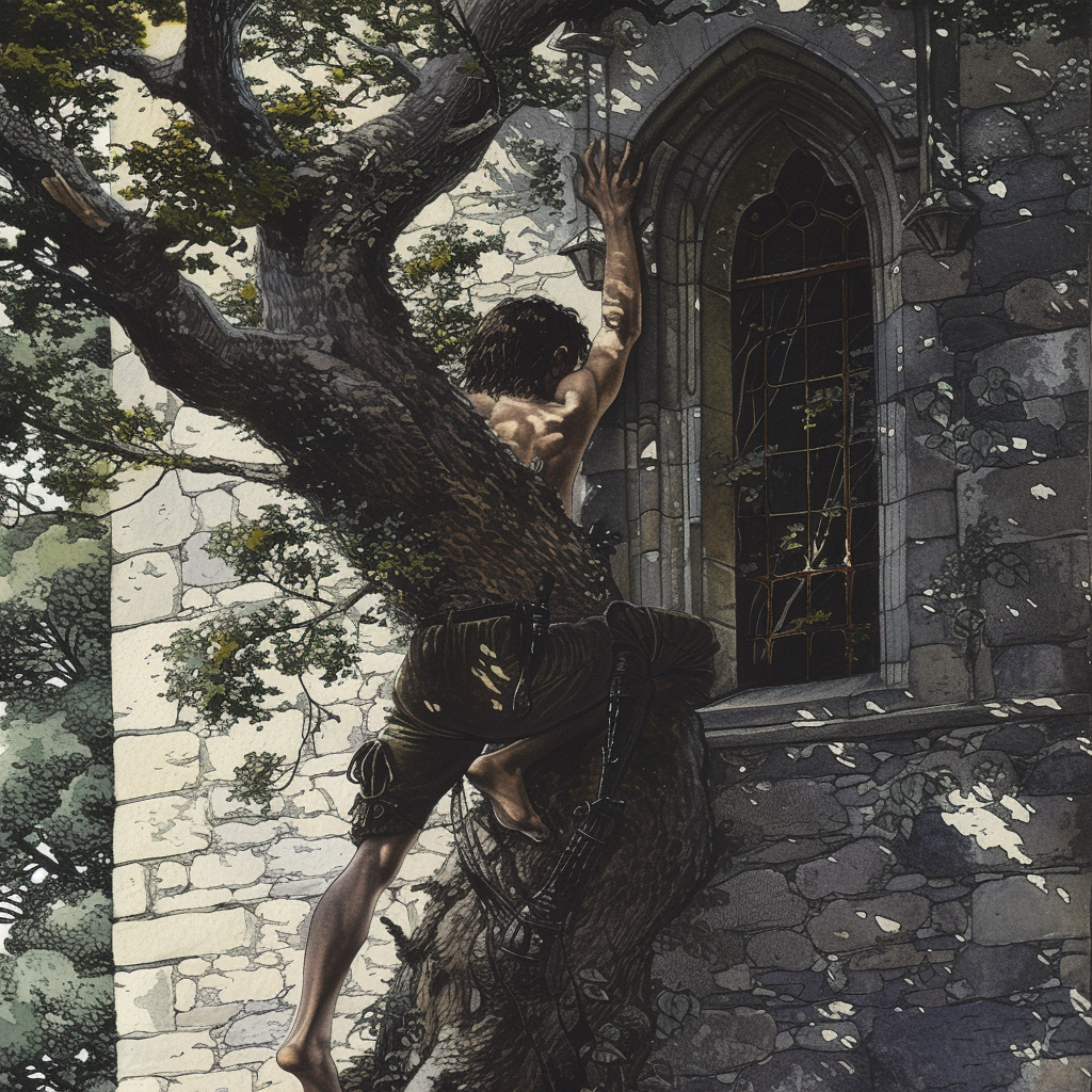 Dark Prince Climbing Castle Window