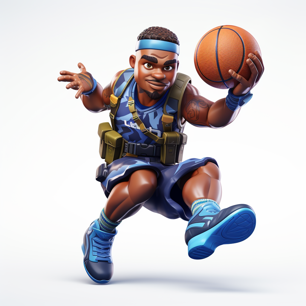 Dark-skinned Army Soldier Shooting Basketball in Top War Game