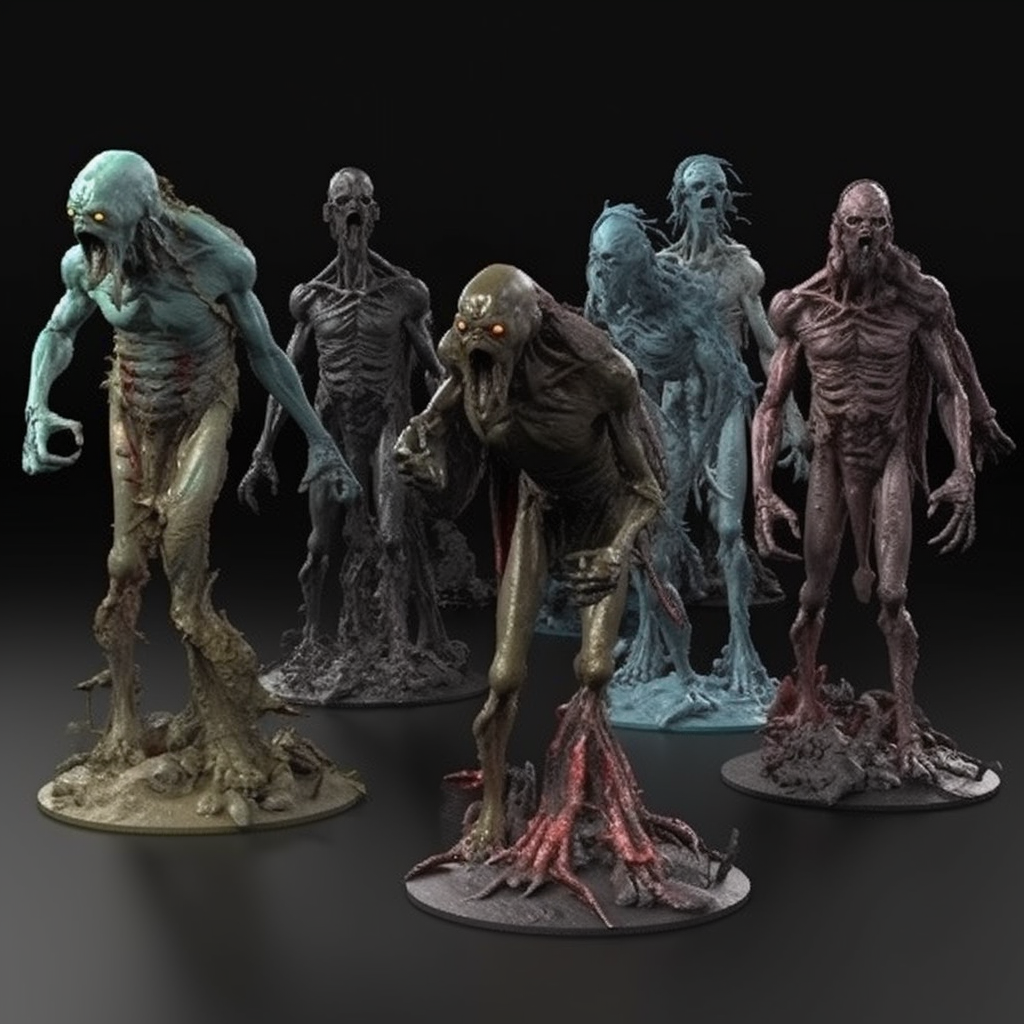 Realistic 3D render of dark fantasy undead creatures