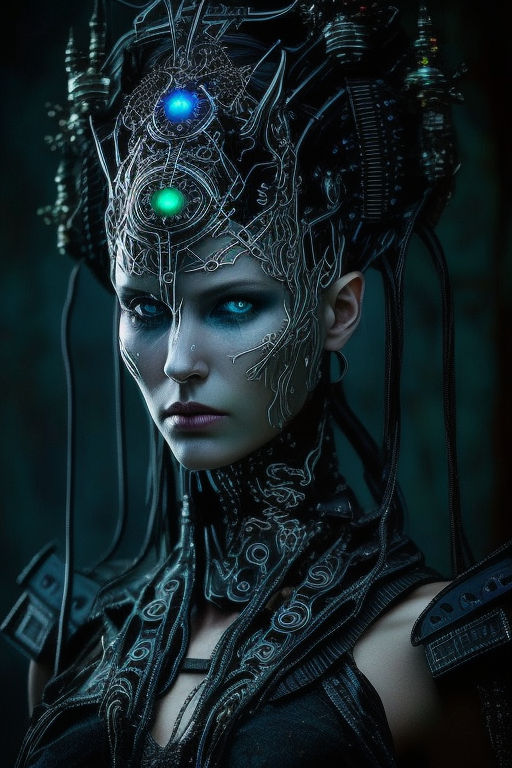 Gothic-inspired Borg Queen makeup image