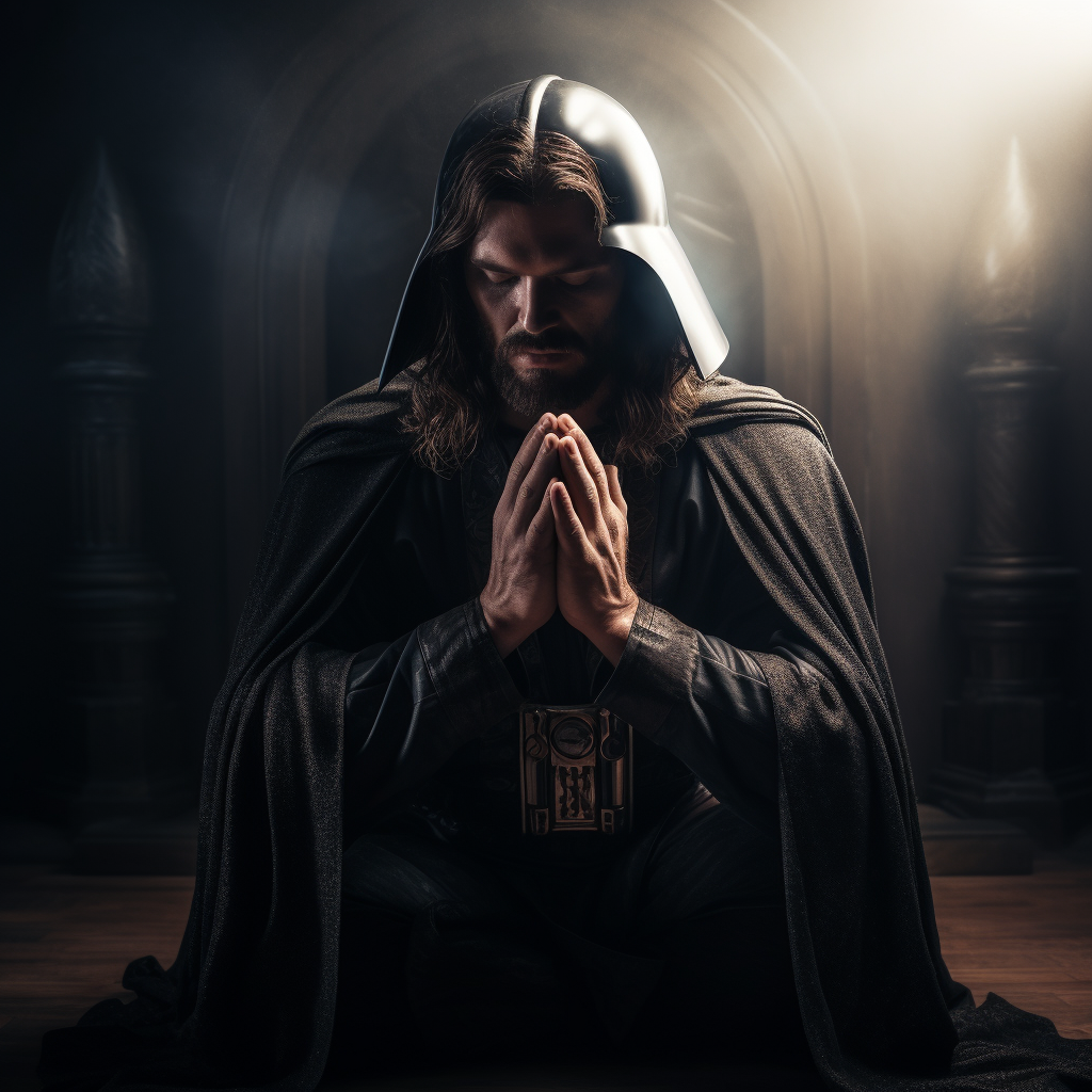 Darth Vador and Jesus Praying Together