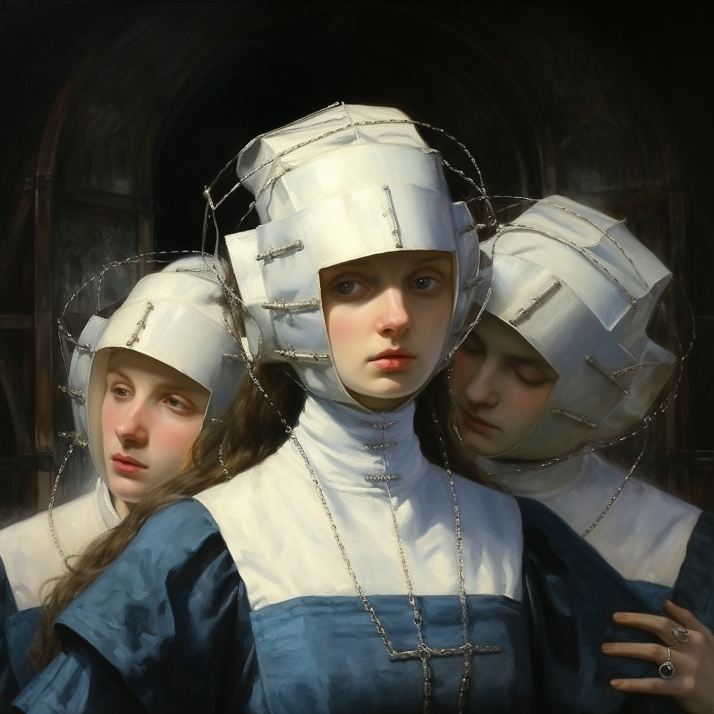 Charity daughters with bandages in action poses
