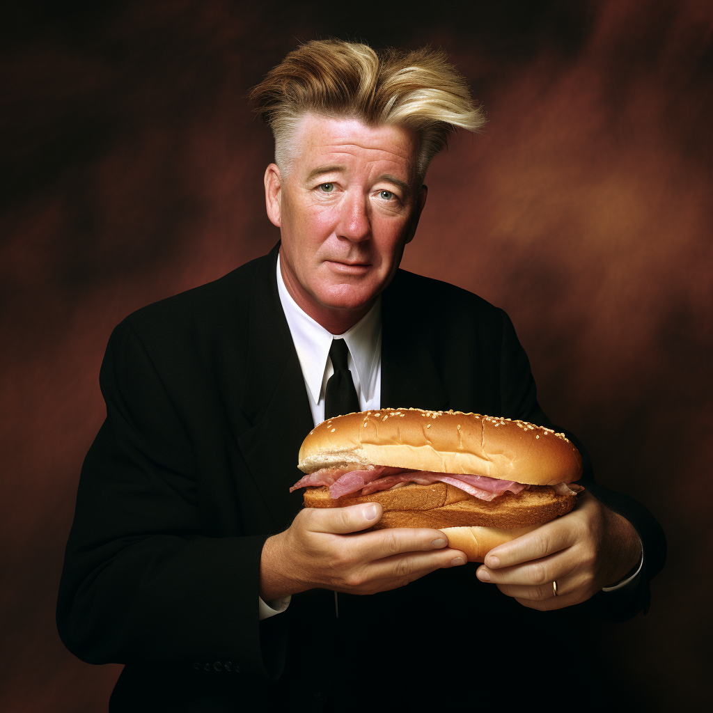 David Lynch with Pastrami Sandwich Hair