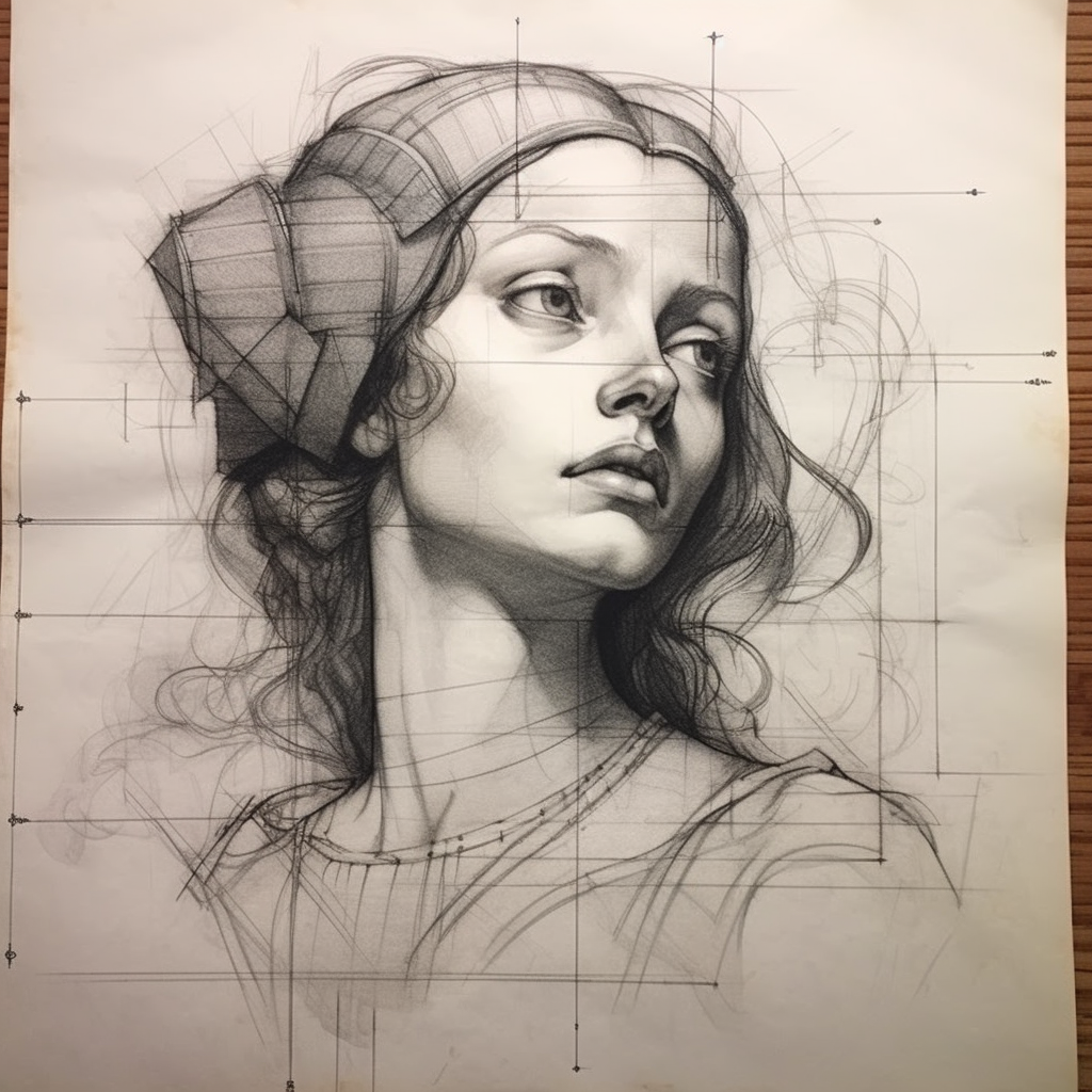 Unfinished Davinci style sketch woman anatomy