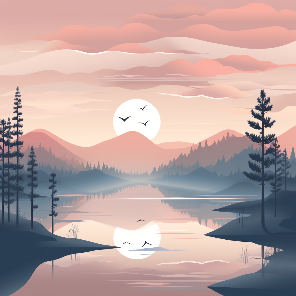 Minimalistic dawn vector on white background