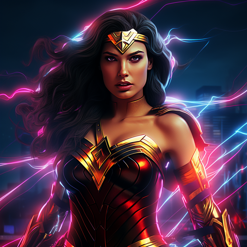 Wonder Woman in neon lights