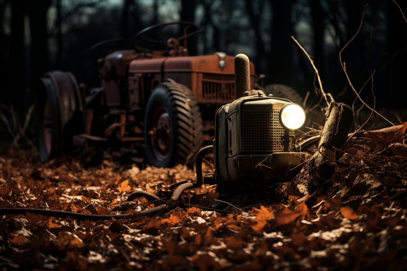 Scenic view of dead leaves and electrical wire