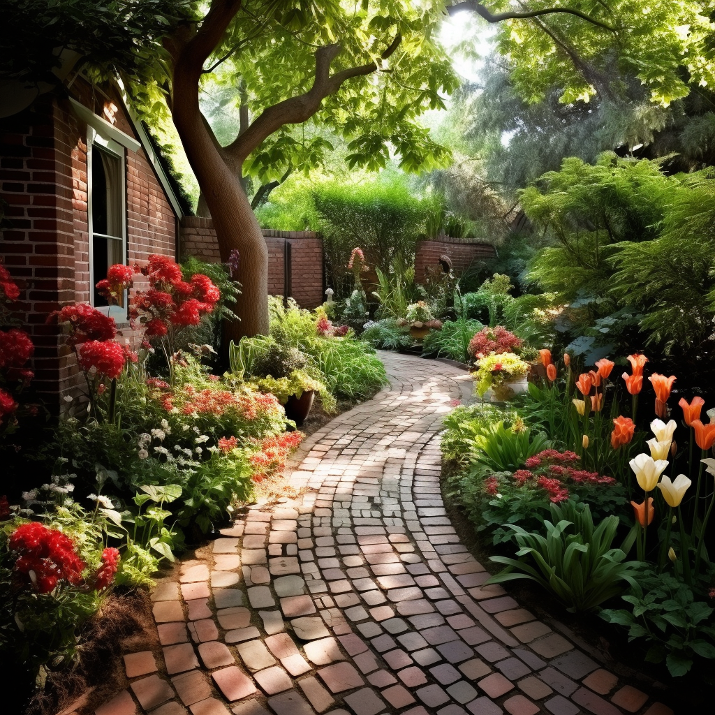 Pathway through a charming garden