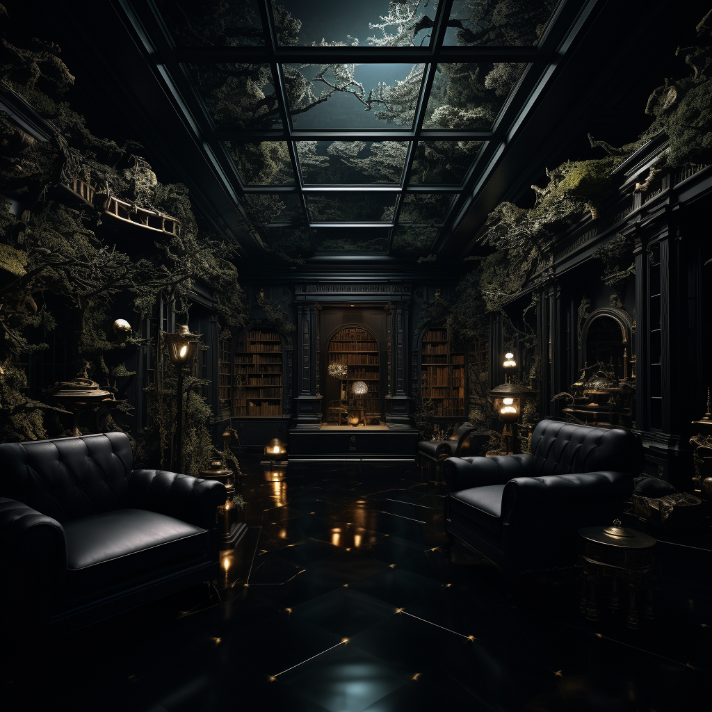 Mysterious black room with stunning CGI visuals