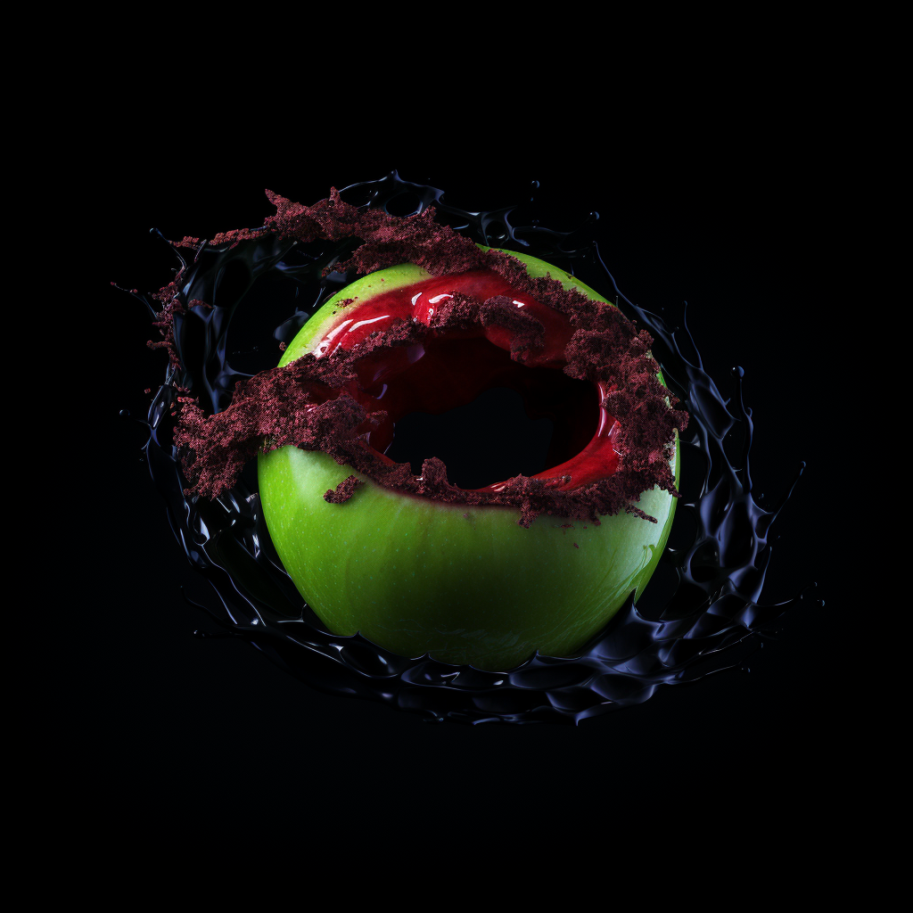 Deep Spiral Void with Fly, Worm, Baby, Apple Chaos