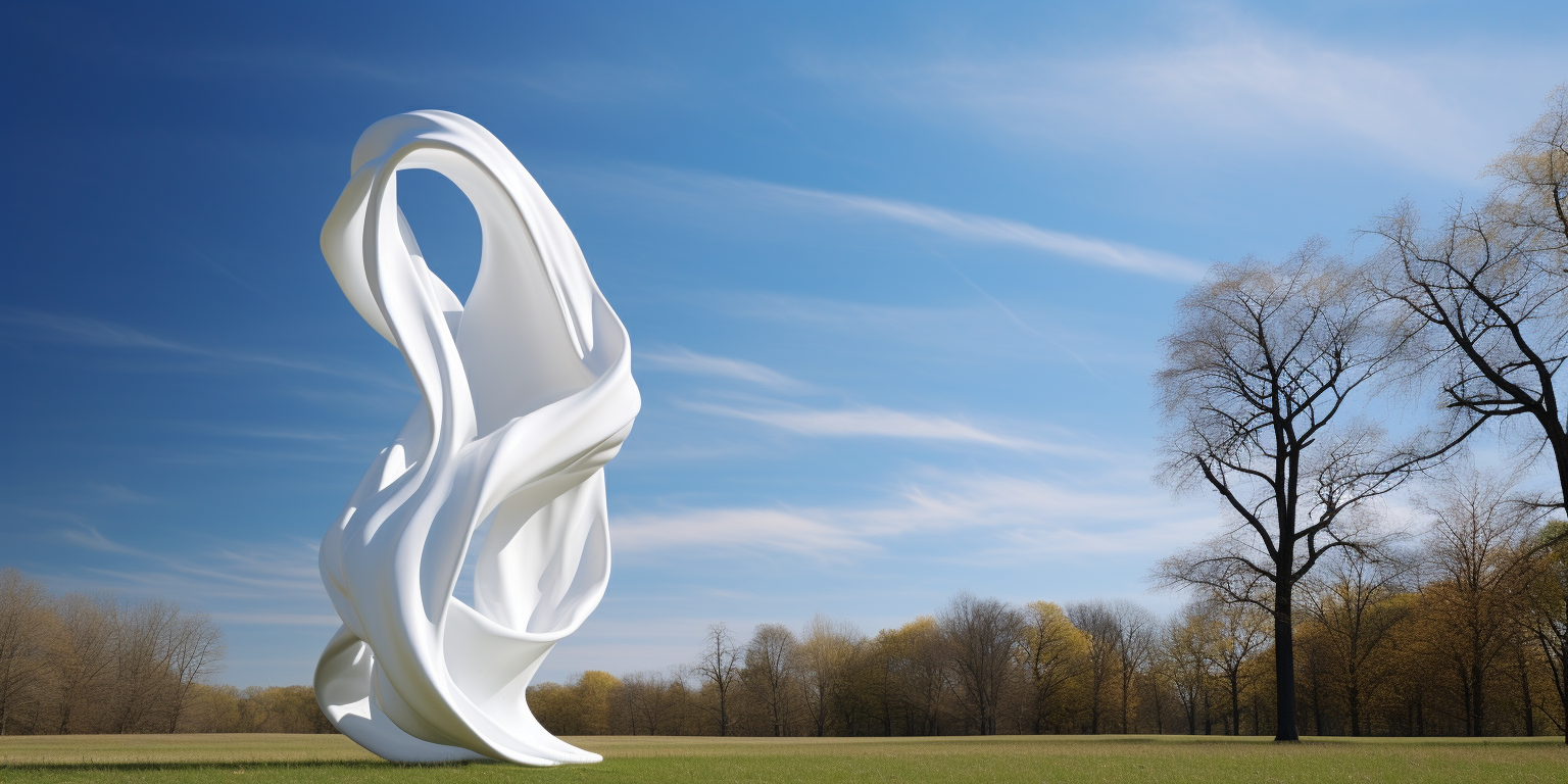 Graceful white sculpture in park