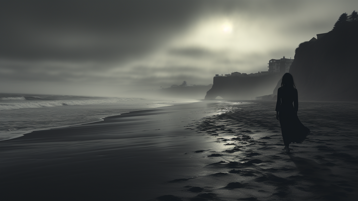 Depressed goth surfer at the beach ?‍♂️