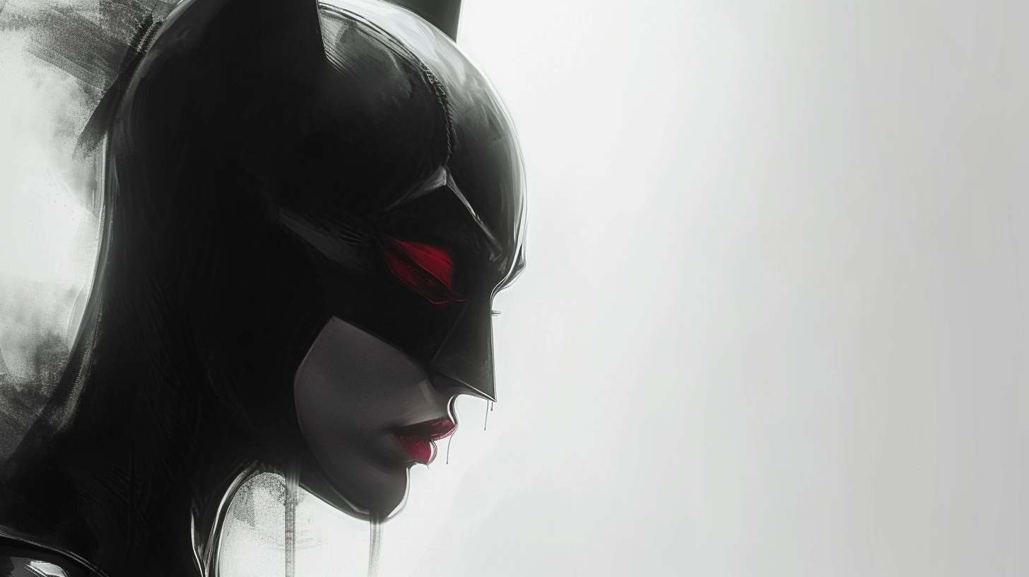 Depressed sad Batwoman on white background