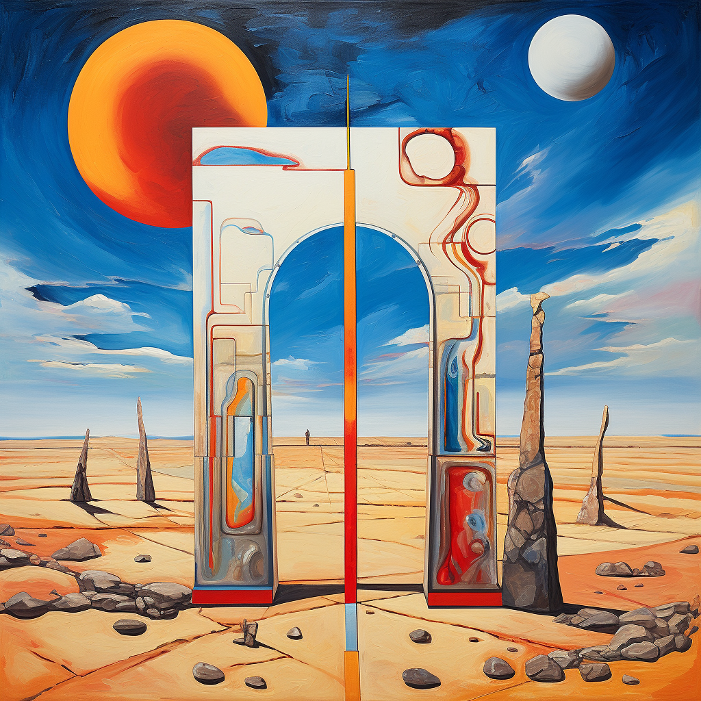 Desert lighthouse portal painting crown