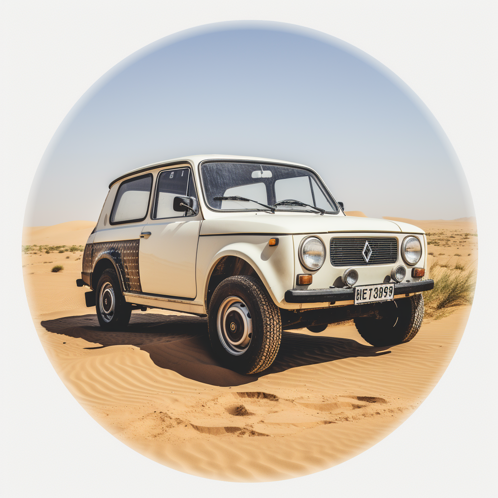 Vintage Renault 4L in desert