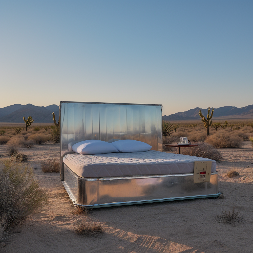 Comfortable sleeping bed in the desert