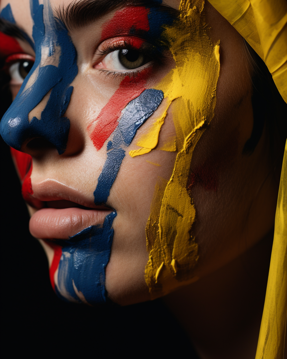 Woman with Half-Painted Face looking artistic