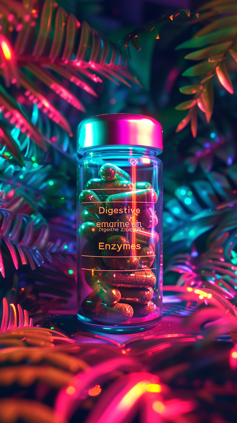 Digestive Enzymes Container in Nature Sunlight