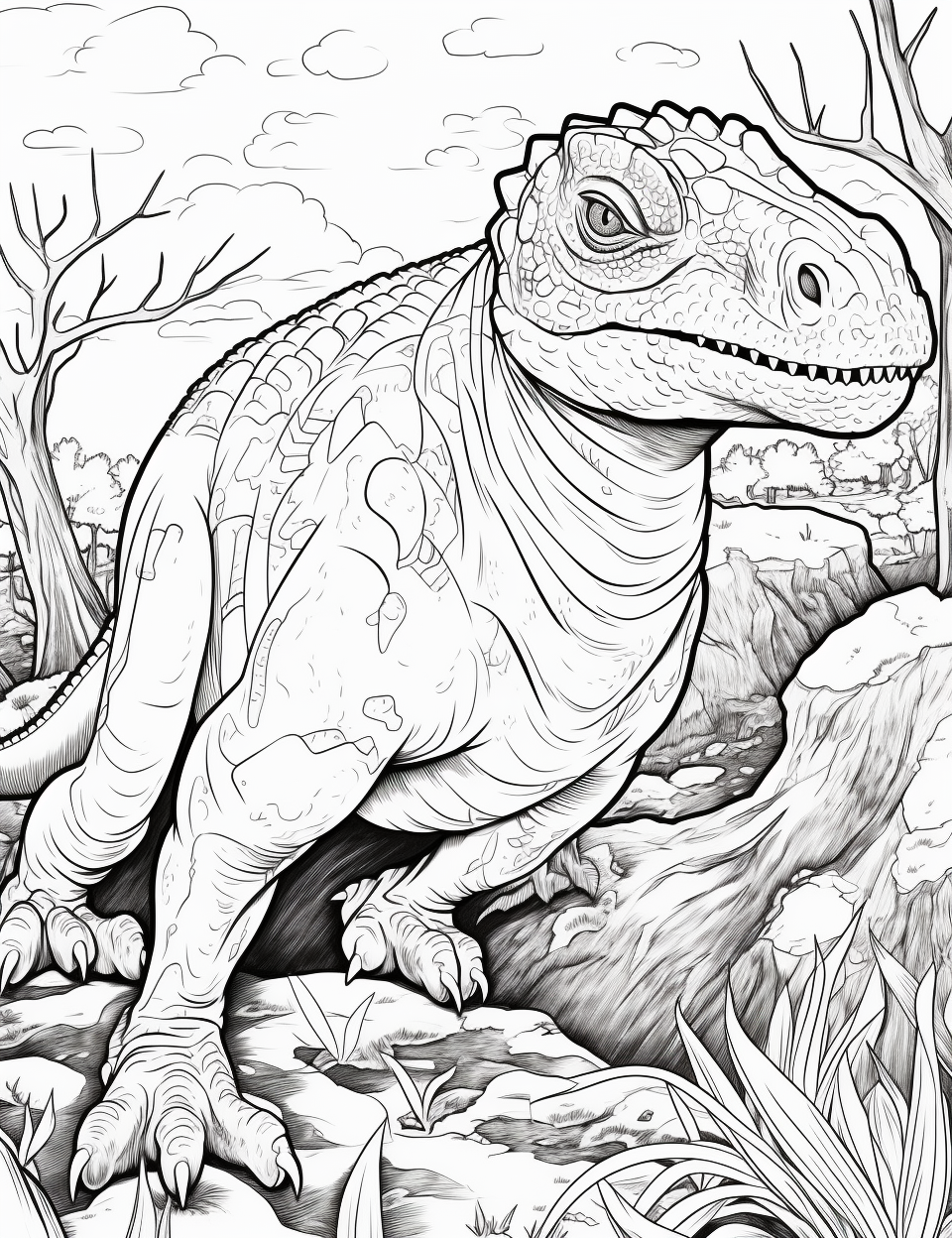 Coloring page of Dinopunk Dansaekhwa artwork