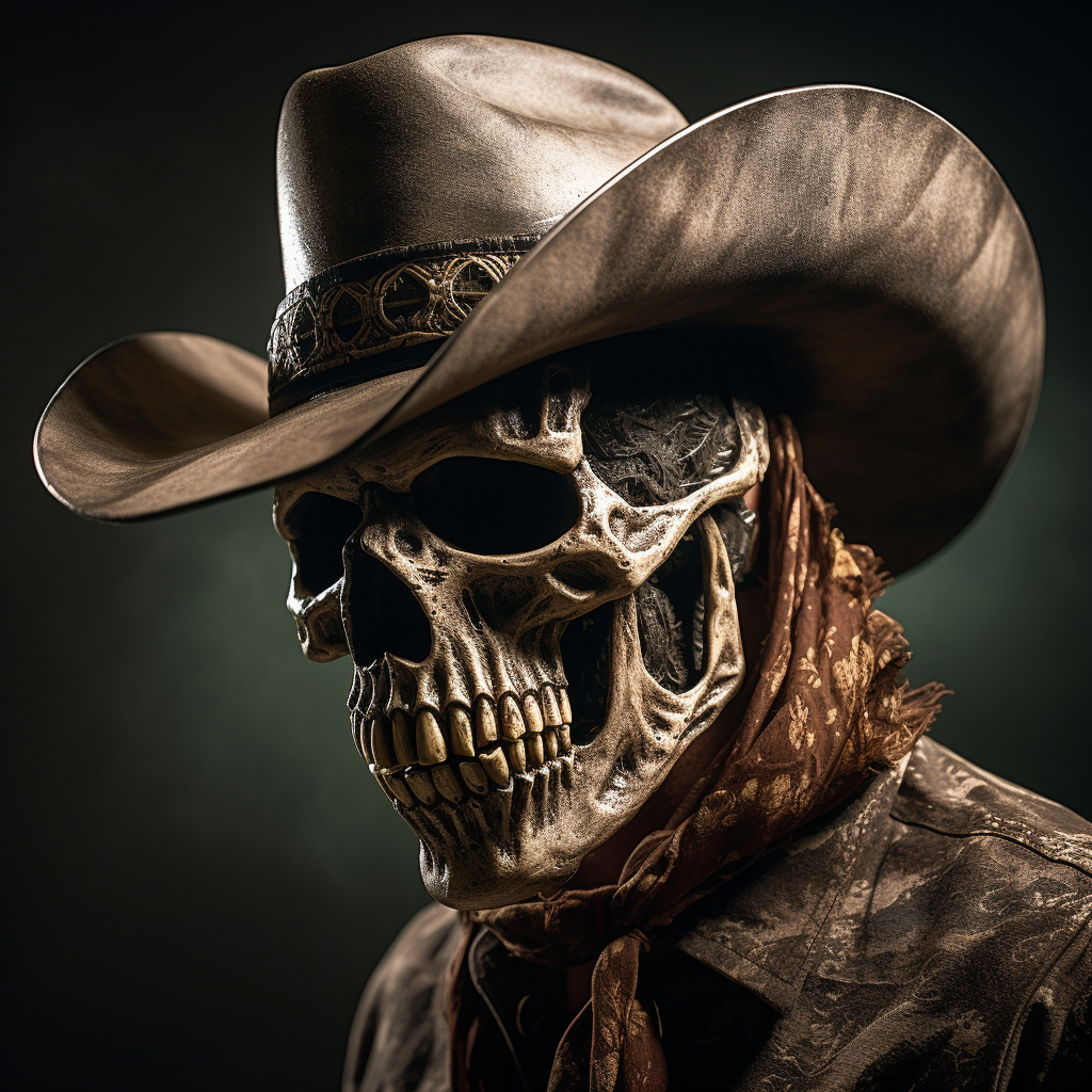 Smokin' Cowboy: Realistic Dirty Human Skull with Cigarette