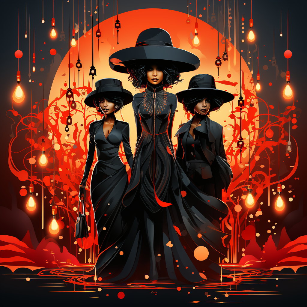 Funky disco witches illustration